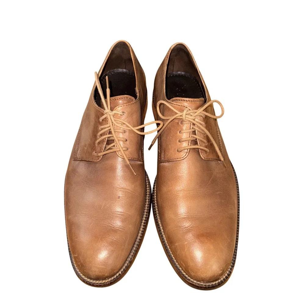 Cole Haan Derby Shoes Mens 8.5 Pre-Owned Dress Shoes Tan Leather Lace Up C11434